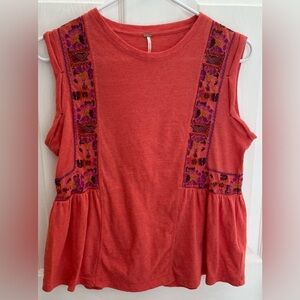 Free People Sleeveless Embroidered Top, Size Small